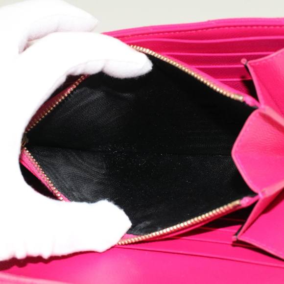 SAINT LAURENT V Stitch Wallet Leather Pink CFP372264 Auth am4748 - Picture 10 of 16
